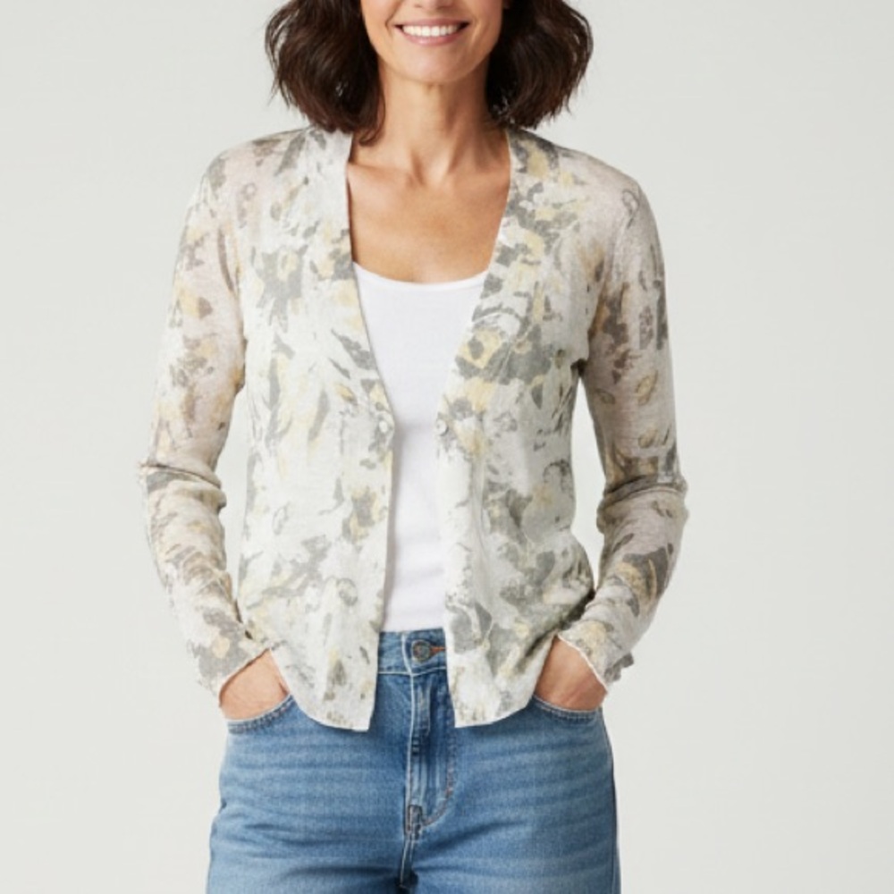 Nic & Zoe tropical Linen Blend light weight Sweater